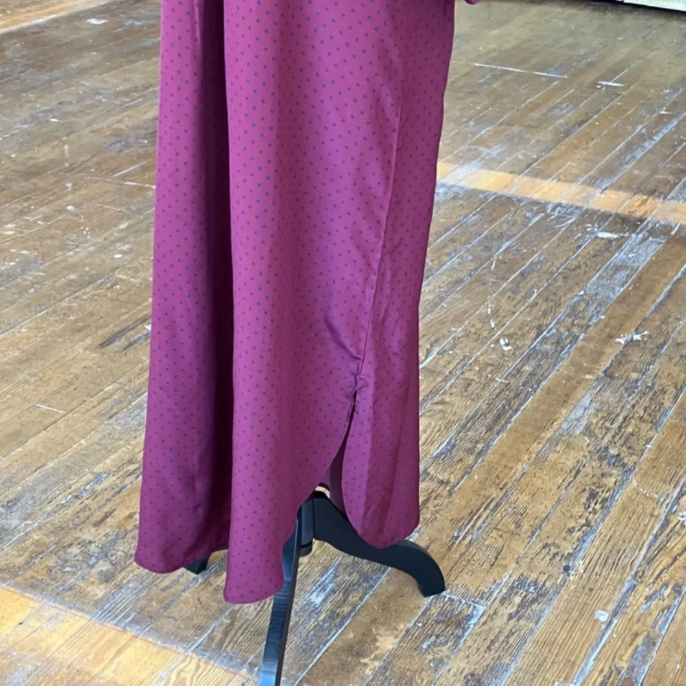 Wizzy Kit Maroon and navy polka dotted Maxi dress. - Picture 10 of 13